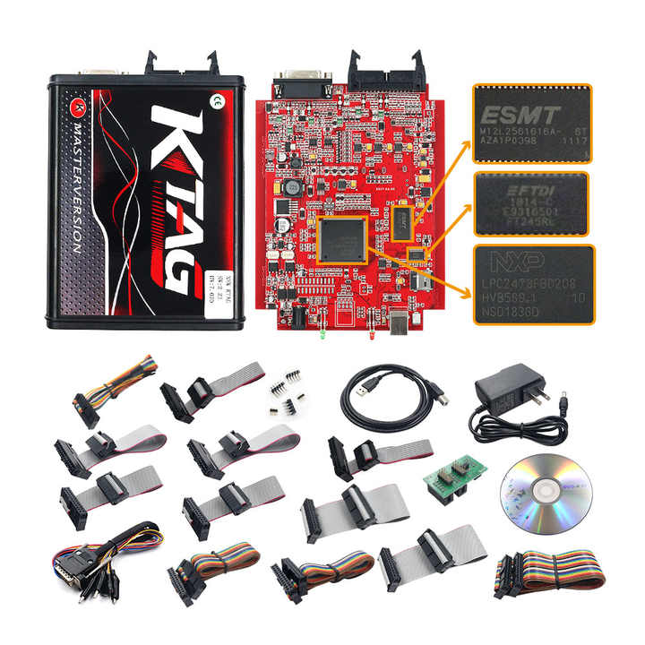 For KTAG V7.020 Firmware OBD2 Car ECU Chip Tuning Tools Kess 5.017 Programmer BDM Frame 22pcs Adapters Engine Analyzer K-TAG ECU