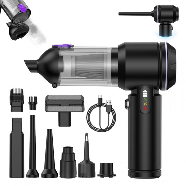 Handheld Car Vacuum Cleaner with 17000Pa Brushless Motor ABS Material LED Display 3 Nozzles Battery-Powered Wireless Design