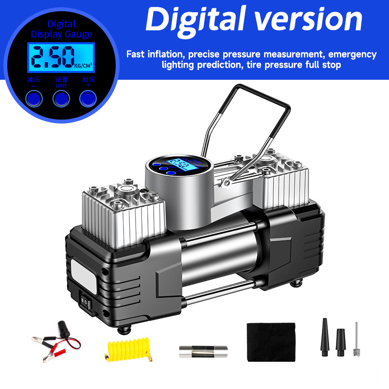 High Power Double Cylinder Electric Car Air Pump ABS Inflator with Cordless Car Tire Inflation Metal Material