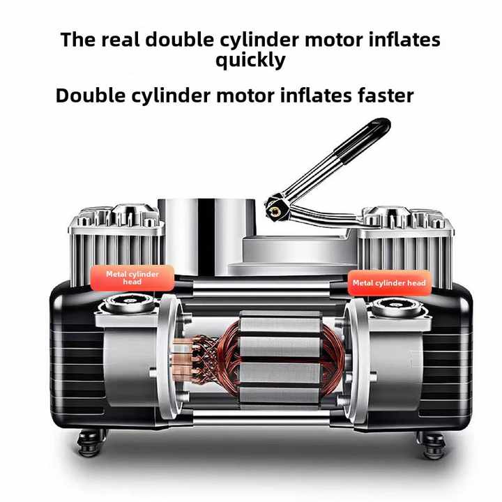 High Power Double Cylinder Electric Car Air Pump ABS Inflator with Cordless Car Tire Inflation Metal Material