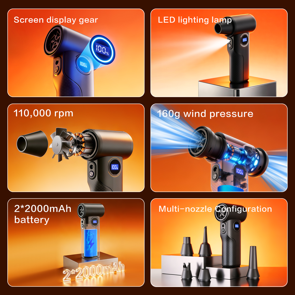 Industrial 110000RPM Brushless Motor 4-Speed Electric Air Blower Mini Jet Turbo Compressed Portable Air Duster 52m/s PC Camera