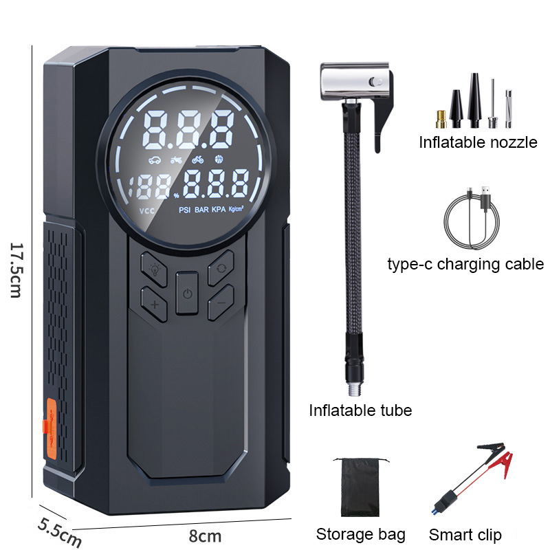Jump Starter With Air Pump Battery Booster Car Tyre Inflator Portable Air Compressor 12V Rechargeable 150PSI Tire Inflators