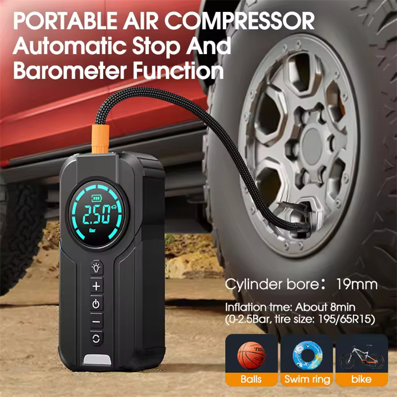 LED Display Air Pump for Car Tires Emergency Starting Power Supply Air Pump Power Bank Portable Jump Starter for Car