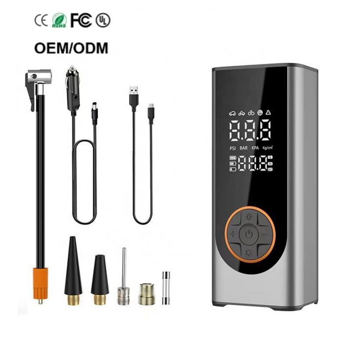 Metal Body Air Compressor Tyre Inflator Portable Tire Inflators 6000mAh Battery Rechargeable Air Pump With Digital Display