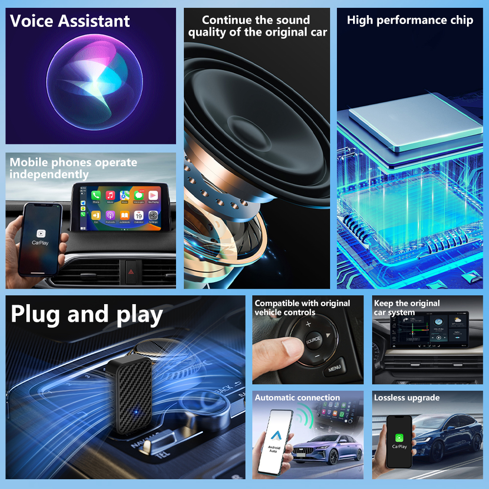 Mini 2 in 1 USB Wired to Wireless Carplay Adapter for Apple Carplay Android Auto Wireless Adapter CarPlay Ai Box