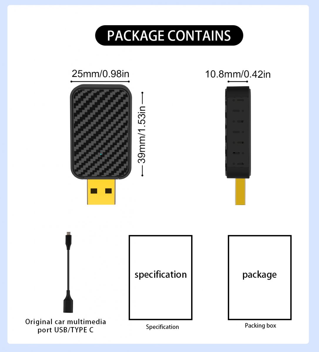 Mini 2 in 1 USB Wired to Wireless Carplay Adapter for Apple Carplay Android Auto Wireless Adapter CarPlay Ai Box