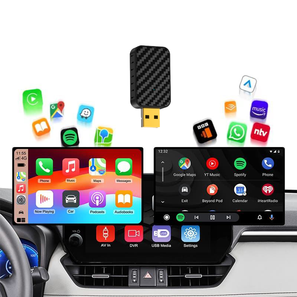 Mini 2 in 1 USB Wired to Wireless Carplay Adapter for Apple Carplay Android Auto Wireless Adapter CarPlay Ai Box