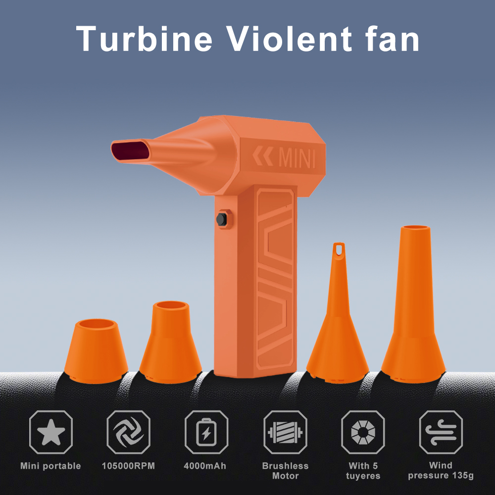 Mini High-Speed 105000rpm Turbo Fan Brushless Air Duster Dryer Powerful Electric Jet Blower for Car Cleaning