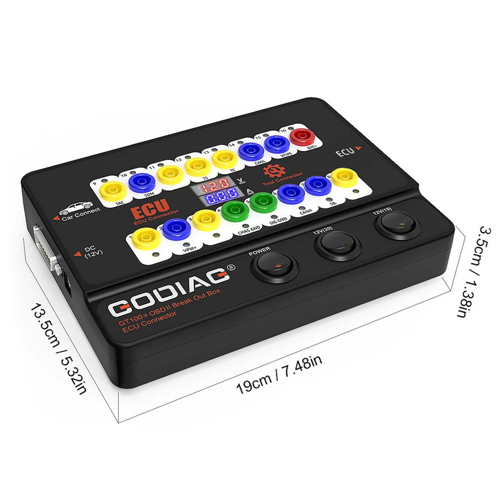 OBD GODIAG GT100+ OBDII Breakout Box, Advanced CAN Protocol Detector for ECU Bench Testing and Car Diagnostics
