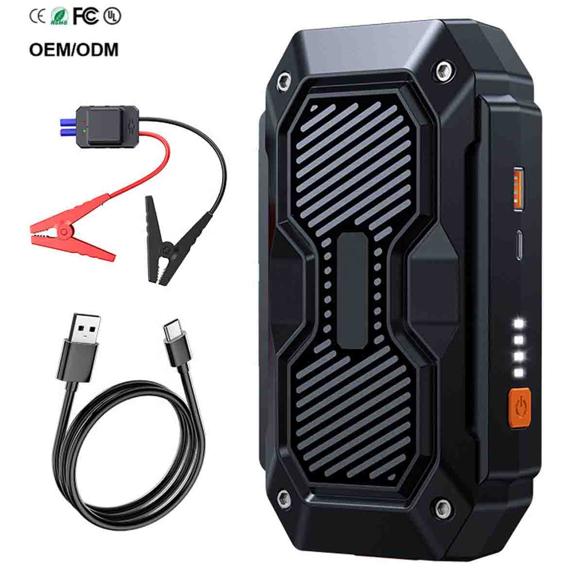 ODM/OEM 1000A Portable Emergency Car Motorcycle Jump Starter Power Bank LED Light Digital Screen Power Booster Station
