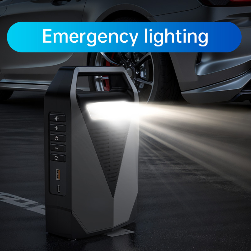 ODM/OEM 12000mAh 1000A Portable Car & Truck Jump Starter EVA Bag Smart Clip 12V Gas LED Lighting with Tire Inflator Power Bank