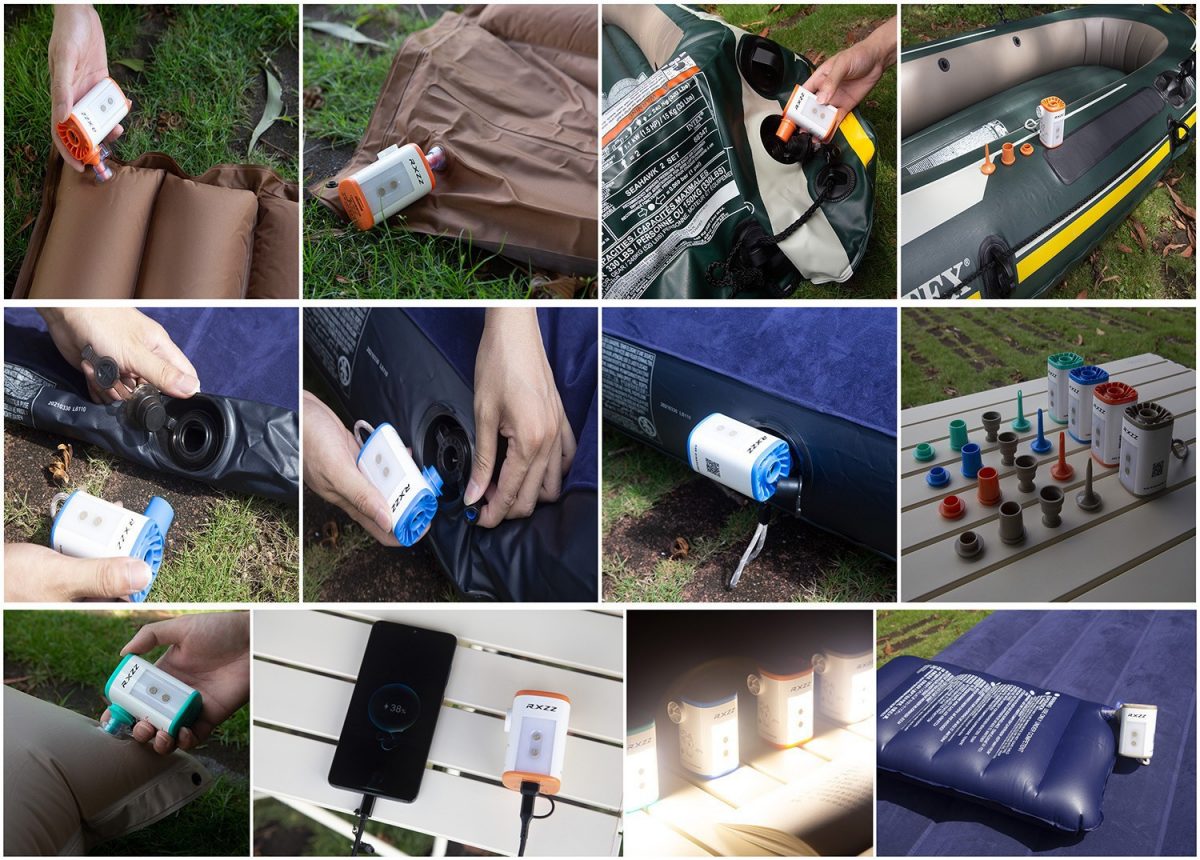 ODM/OEM 4-in-1 Electric Air Pump for Outdoor Camping with Lantern Vacuum Air Mattress Swimming Ring Inflator Features