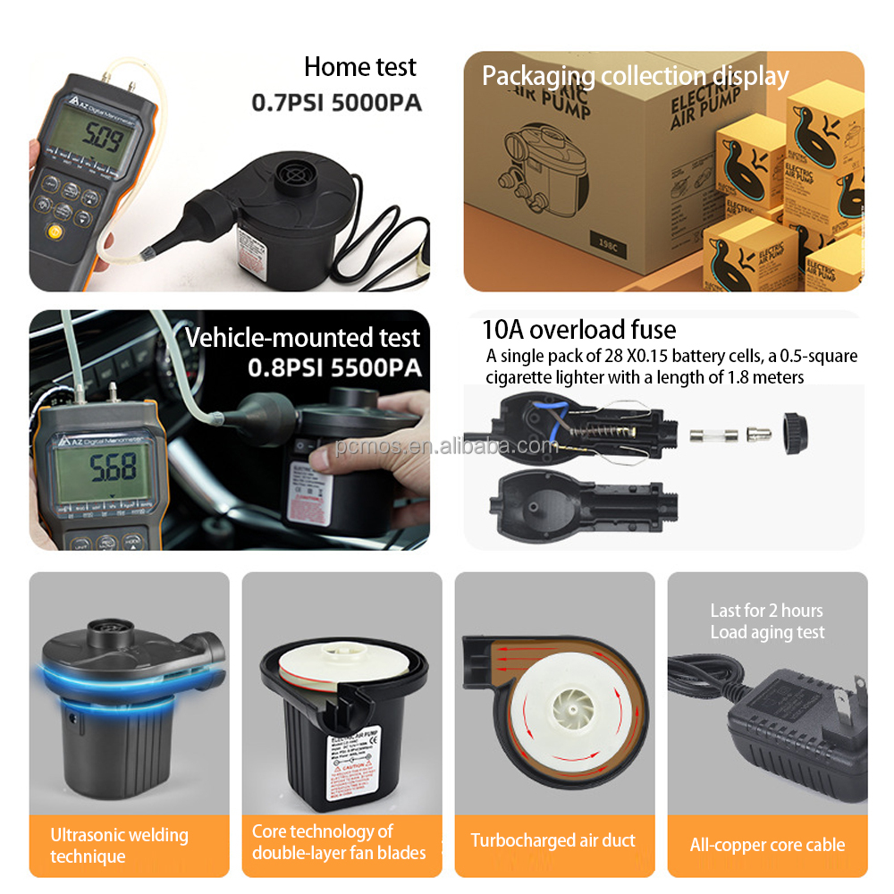 OEM Mini Electric Power Air Pump Portable Mini Electric Power Air Pump for Swimming Ring Air Mattress Inflatable Sofa Plastic