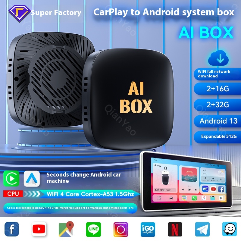Open Aiboxcarplay Adapter Android 13 Wireless Carplay Adapter Smart Carbox for Android Cars