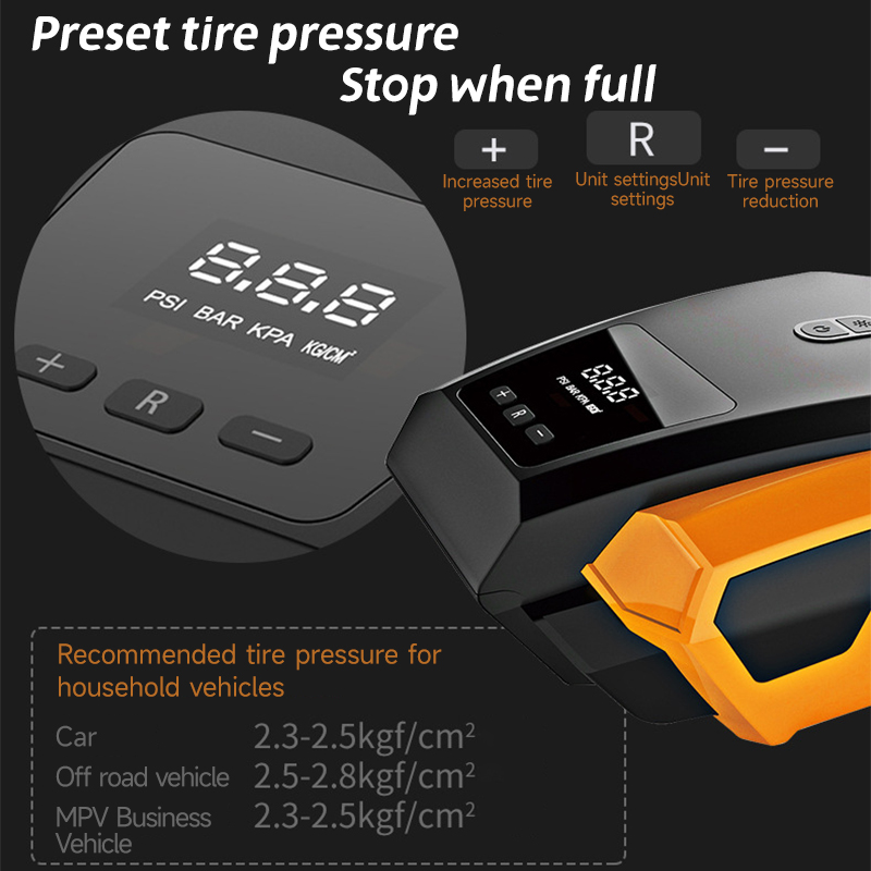 PCMOS Air Compressor Double Cylinder Household 12V Electric Pump Portable Emergency Tyre Car Digital Display Air Pump