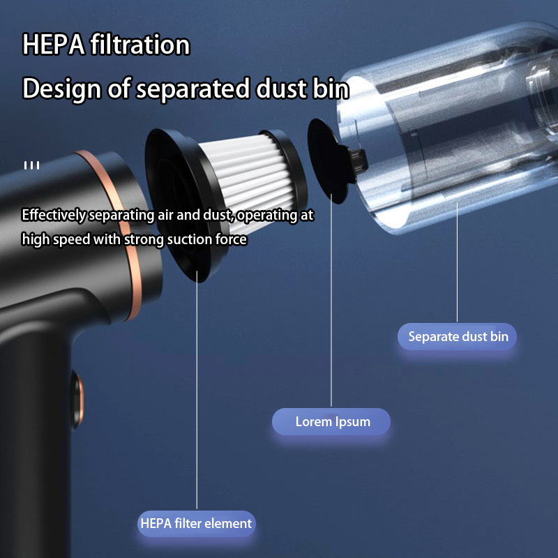 PCMOS Car ABS Wet Dry Vacuum Cleaner Cordless Wireless Handheld DC7.4V 60W Large Capacity 5000Pa Mini Portable Machine