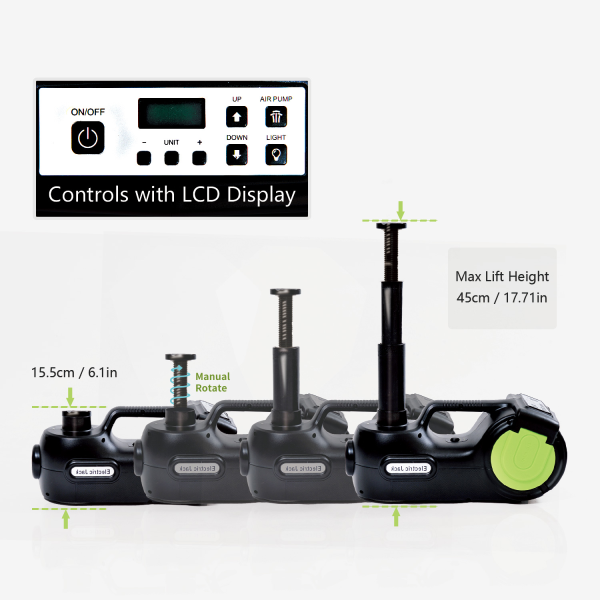 PCMOS Multi-functional Electric 5T Car Jack With Car Air Compressor Led Light and Wrench Car Repair Tools Kit