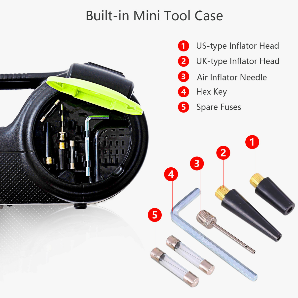 PCMOS Multi-functional Electric 5T Car Jack With Car Air Compressor Led Light and Wrench Car Repair Tools Kit