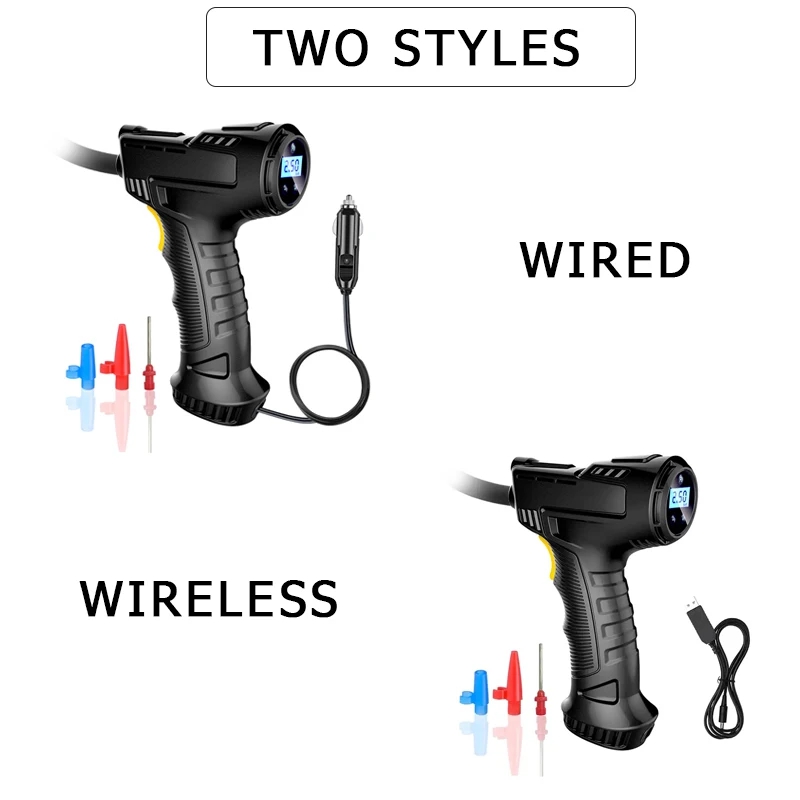 PCMOS Portable Air Compressor Tire Inflator With LED Light & LCD Display Cordless Tyre Inflator Handheld Air Pump