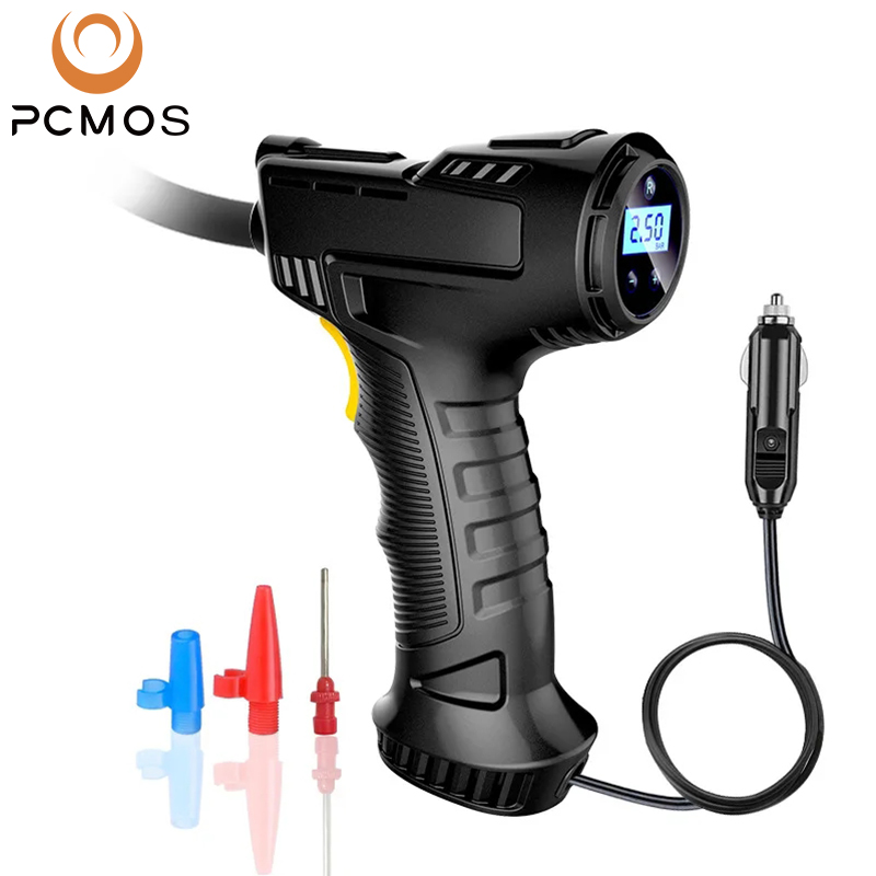 PCMOS Portable Air Compressor Tire Inflator With LED Light & LCD Display Cordless Tyre Inflator Handheld Air Pump