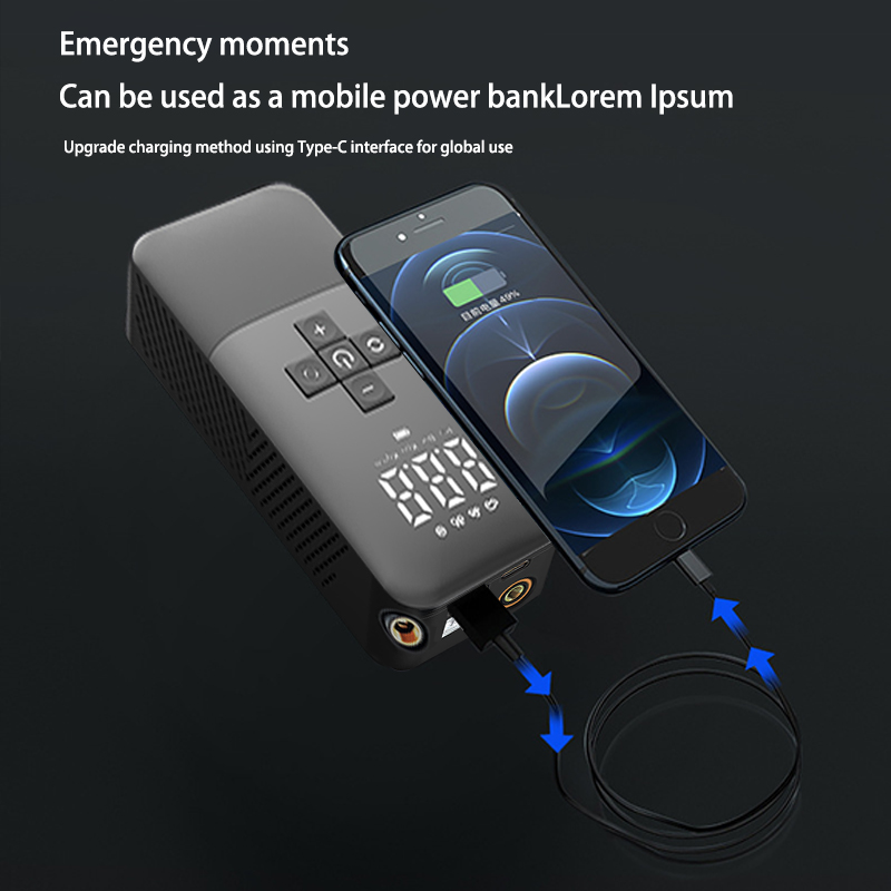 PCMOS Rechargeable Air Compressor 150 PSI Portable Electric Tire Inflator for Motorcycles Bicycles and Automobiles Air Pumps