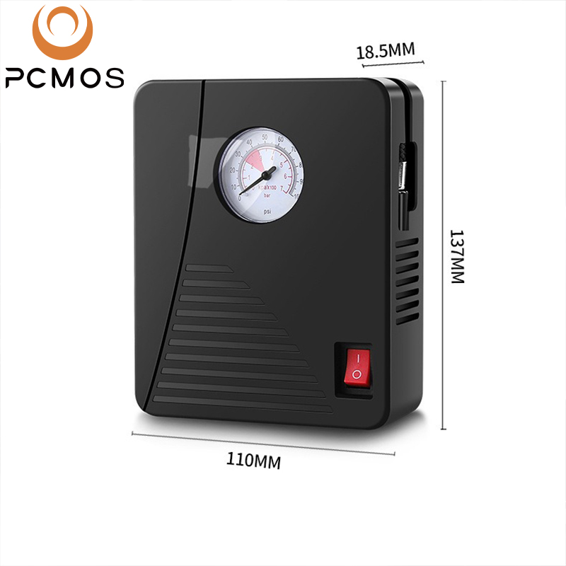 PCMOS Small Car Tire Air Pump Meter Best Newest 100psi Air Pump Compressor Tire Inflator Car Air Pump