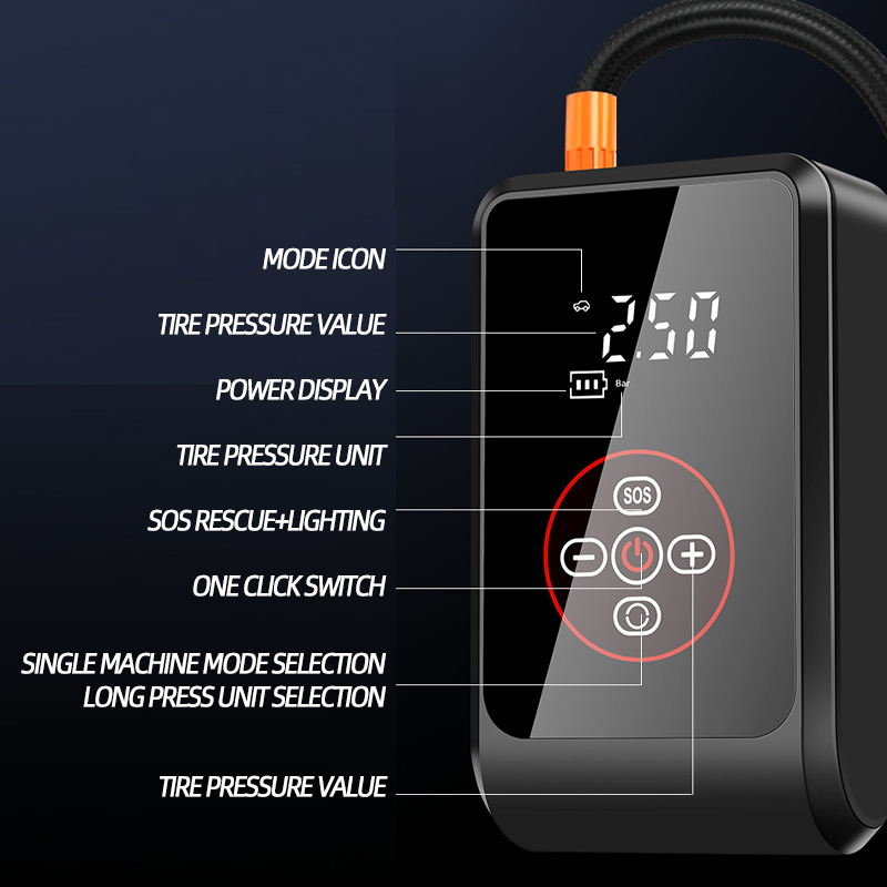 PCMOS Tire Inflators Wireless Car Inflation Pump 150psi Preset Auto Start Stop Basketball Inflation Pump Car Air Pump