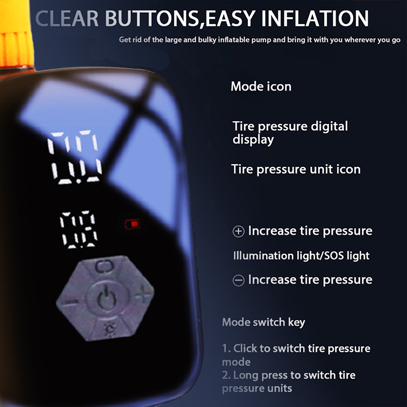 PCMOS Tyre Air Pressure Pump Car Portable Mini Car Air Pump Automatic Led Digital Tyre Air Compressor Wireless Tire Inflator