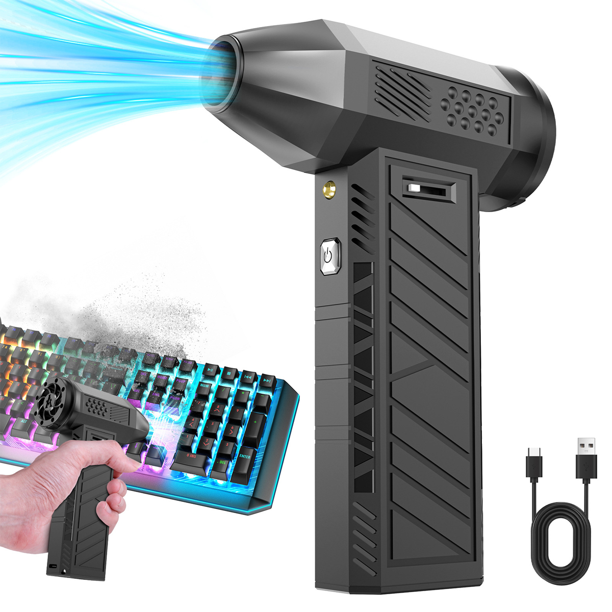 Portable 13000RPM Power Jet Drying Mini Super Jet Blower Air Duster Mini Fan Blower Dryer for Car Cleaning BBQ