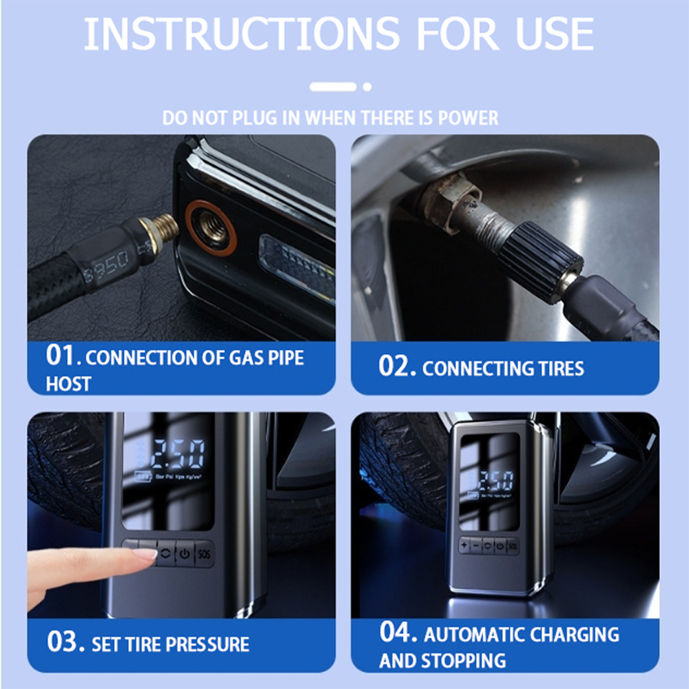 Portable 150PSI Small Car Bicycle Tire Inflator Vehicle Air Compressor Pump 4000mAH Electric Ball Air Inflator Pump