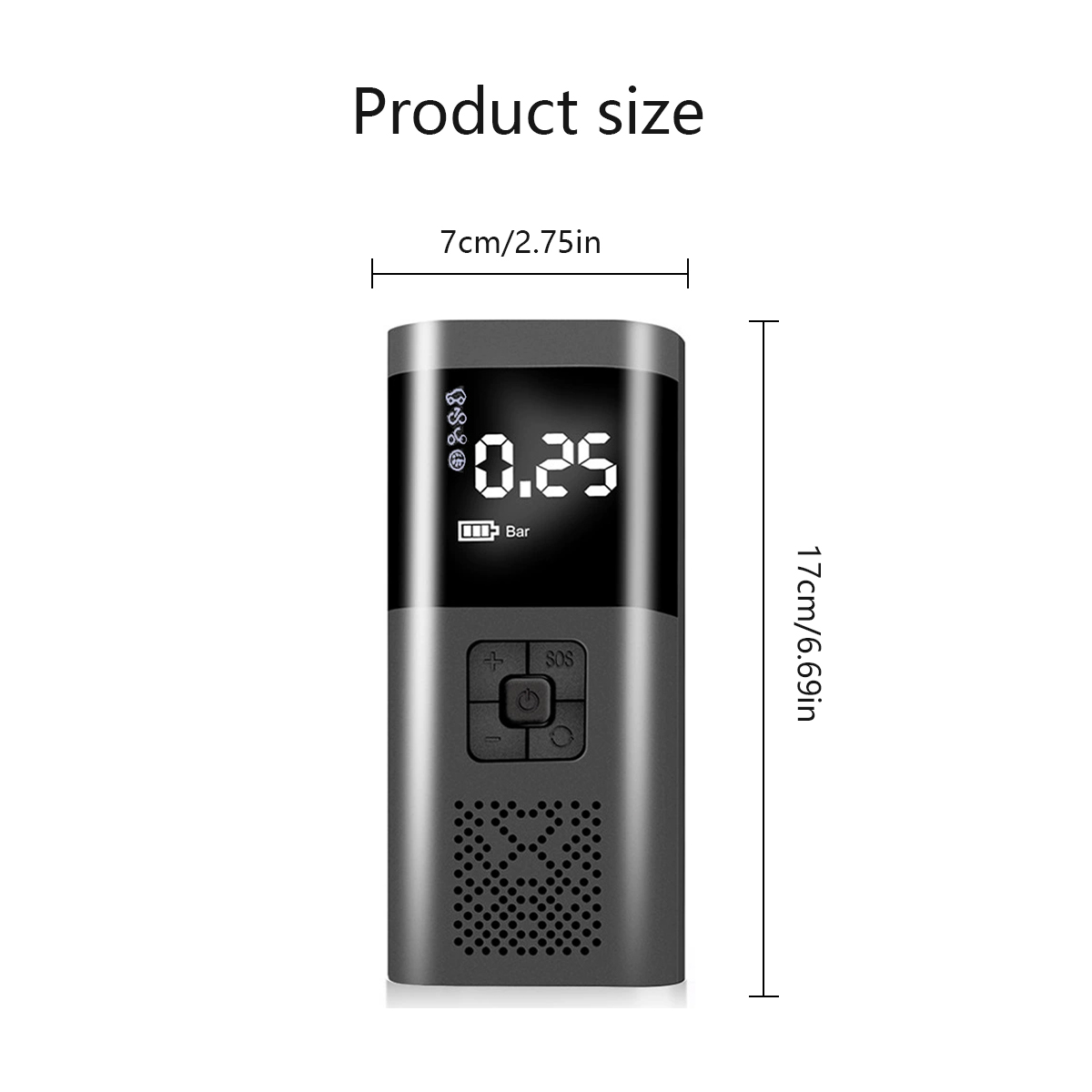 Portable 150Psi Car Tire Inflator Smart Digital Display Wired Electric Inflator for Car Motorcycle Scooter Bicycle Bike Tire