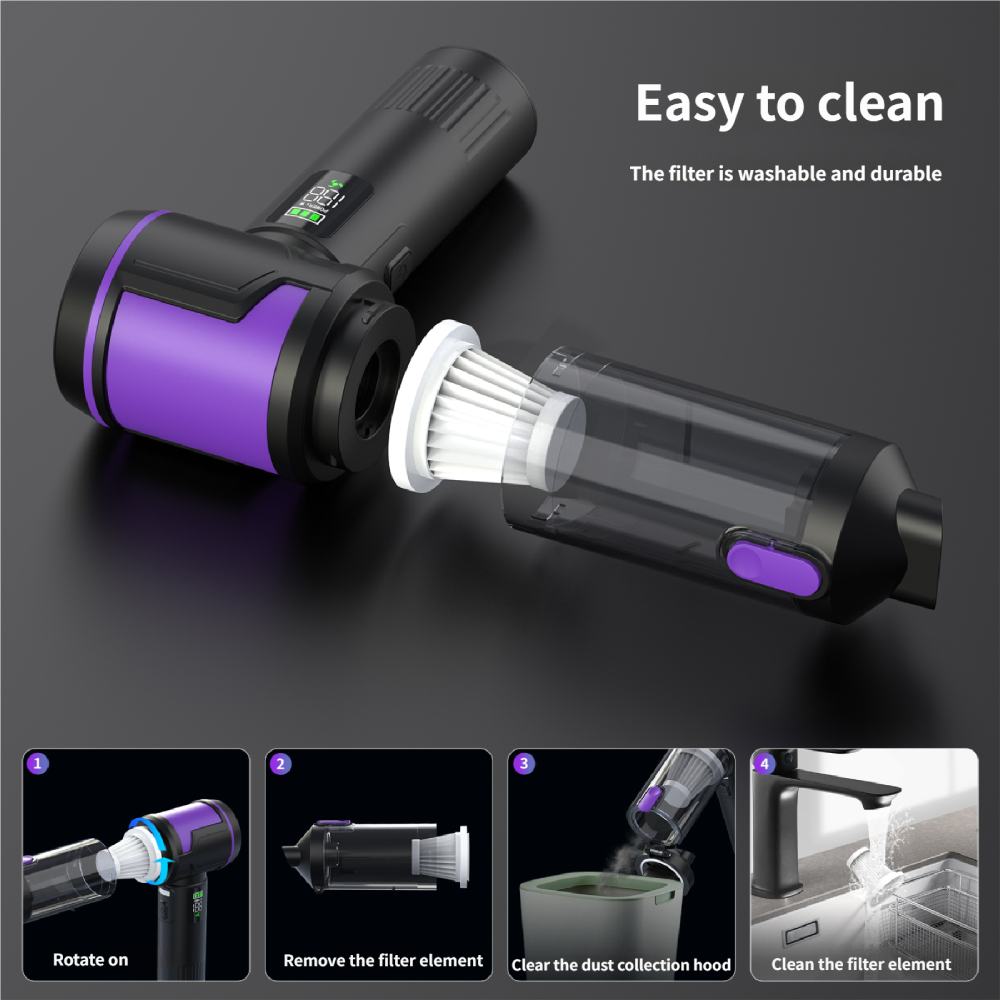 Portable 18000Pa Handheld Mini Wireless Car Vacuum Cleaner with 3 Nozzles ABS Material 100W Power Source