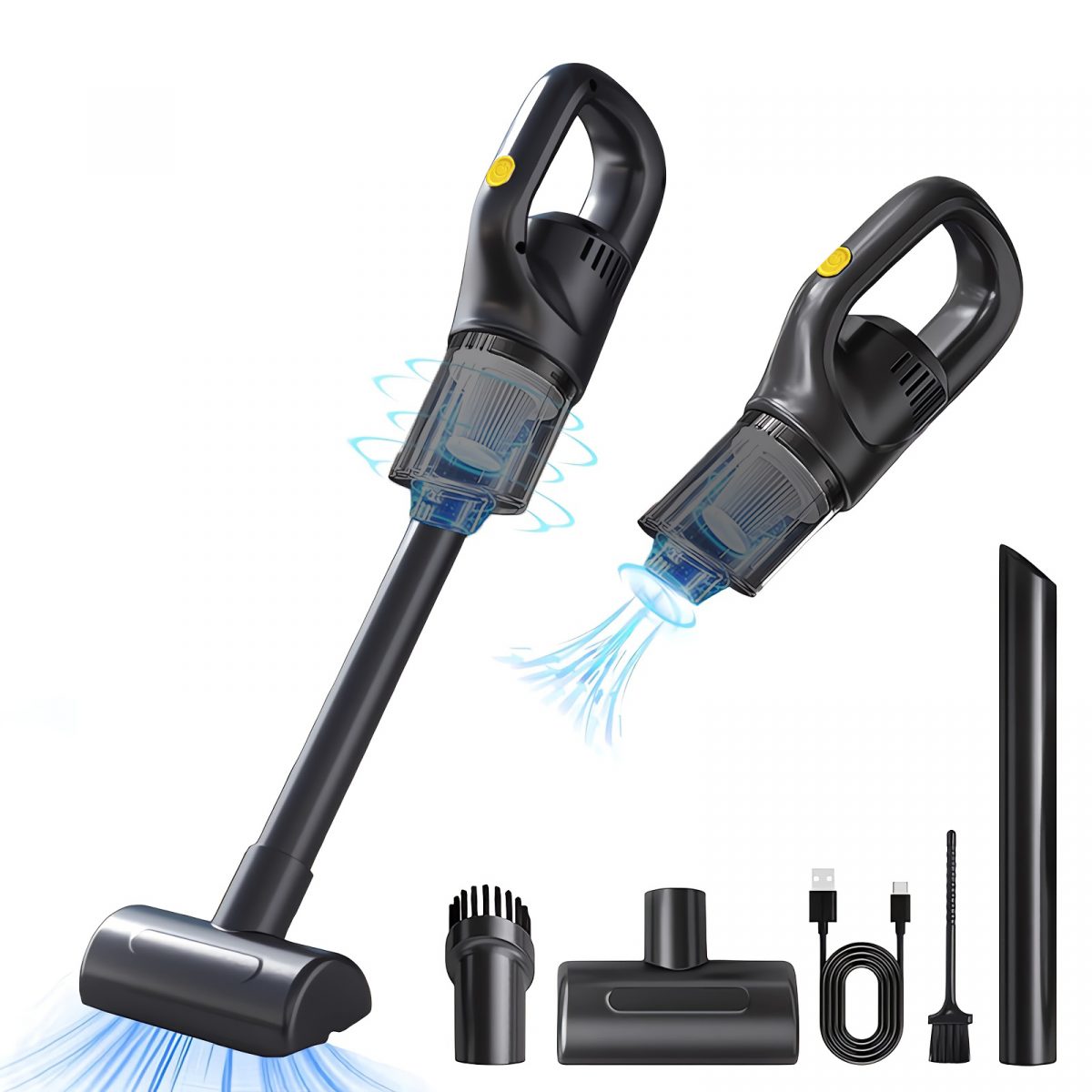 Portable 2-in-1 USB Charging Electric Handheld Vacuum Cleaner Strong Suction ABS Material Floor Brush for Home Office Car Use