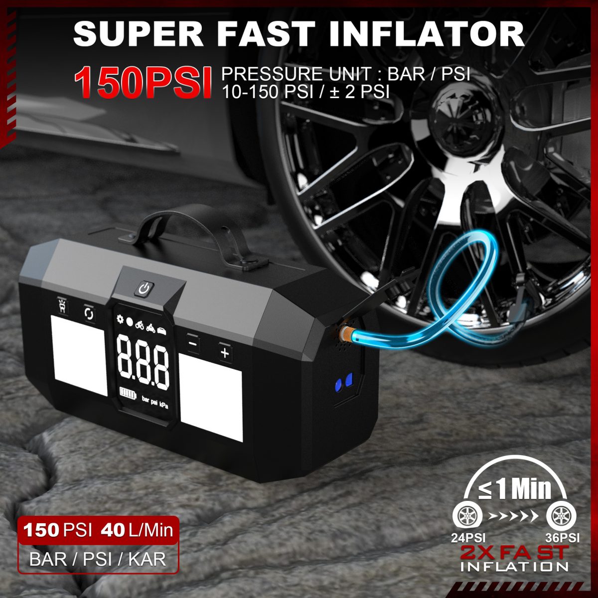 Portable 4000A Car Jump Starter Tire Inflator 30000mAh Battery Booster MultiFunctional Power Bank for Car Motorcycles Trucks