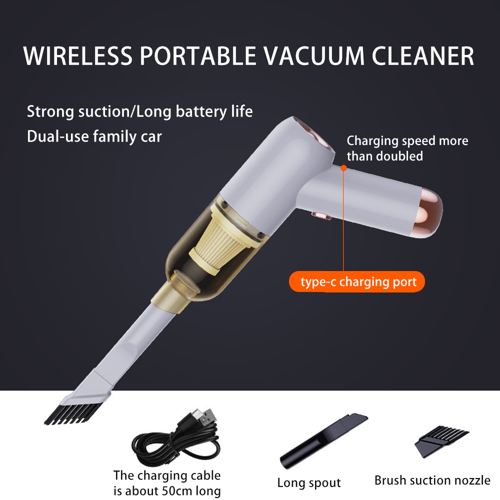 Portable 4000mAh Cordless Handheld Car Vacuum Cleaner Rechargeable for Cleaning Cars Homes Desktops