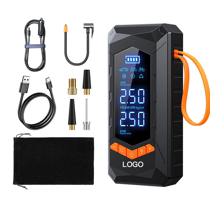 Portable ABS Car Tire Inflator Air Compressor 6000mAh DC 12V Digital Display Fast Inflate Emergency Light for Car Bike
