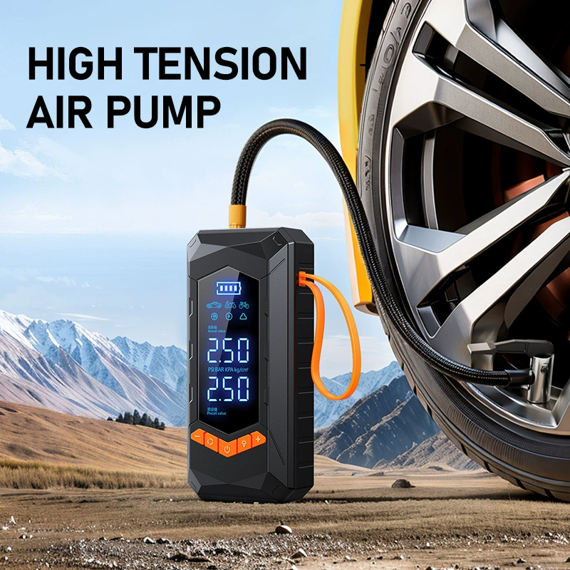 Portable ABS Car Tire Inflator Air Compressor 6000mAh DC 12V Digital Display Fast Inflate Emergency Light for Car Bike