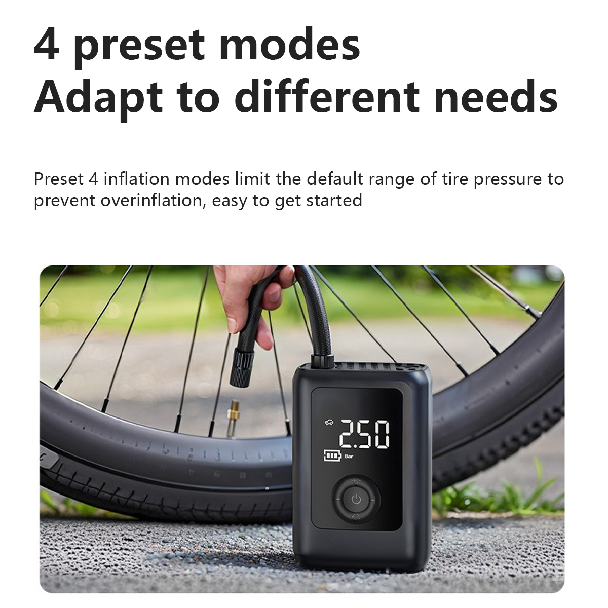 Portable ABS Car Tire Inflator with Tire Pressure Monitor Digital Pressure Gauge & Power Bank