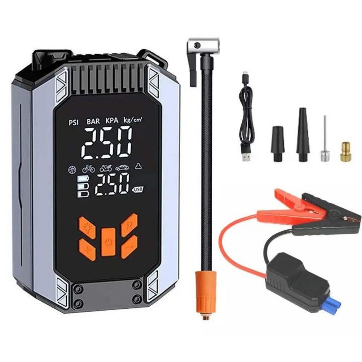 Portable Car Jump Starter 12V Power Bank 7200Mah Car Jump Starter Power Inflator Jump Starter With Air Pump