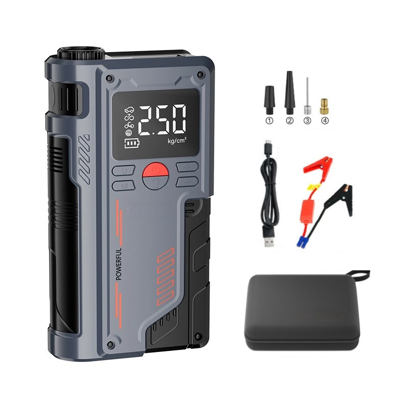 Portable Car Jump Starter with air Compressor Wireless Air Pump Emergency Start Power Bank Portable Car Air Pump