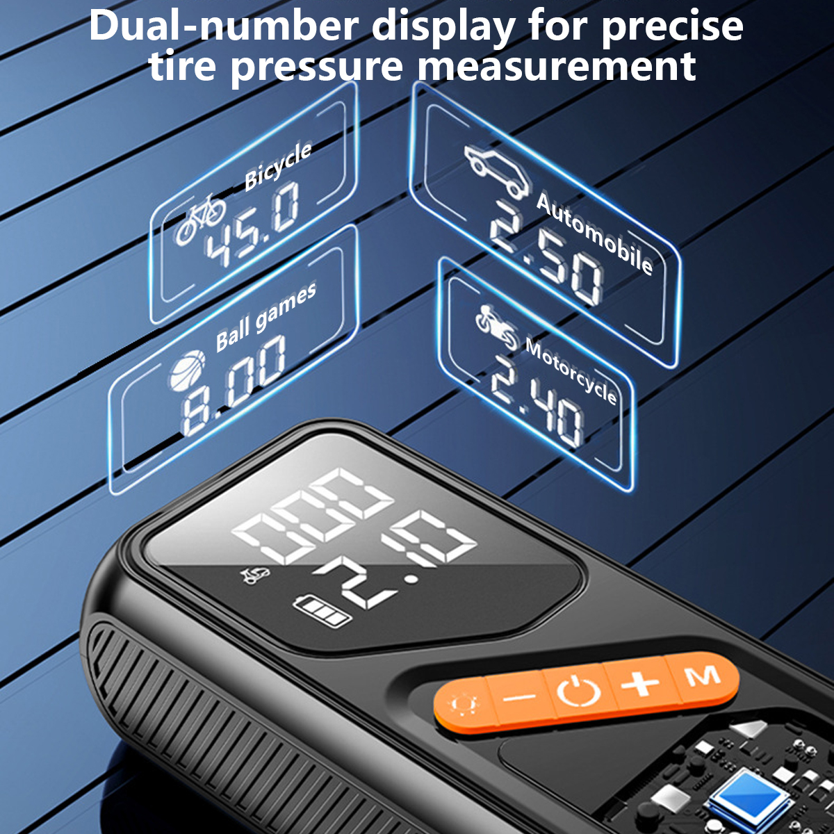 Portable Car and Bicycle Tire Inflator Pump 4000mAh Digital Air Pump with Power Bank ABS Material 150Psi Electric Inflator
