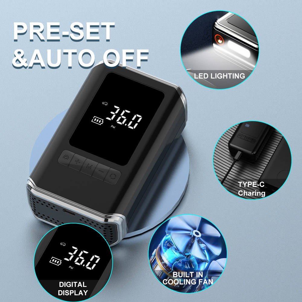 Portable Digital Display Abs Tire Inflator Electric Car Air Pump Tire Inflator Pump for Car Bike Motorcycle Ball