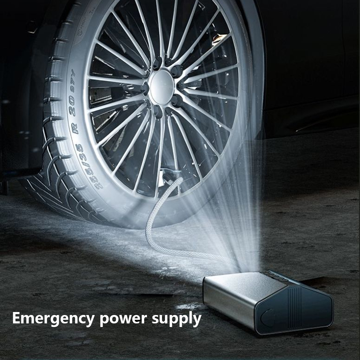 Portable Emergency ABS Jump Starter with Tire Inflators 150PSI Digital Pressure Gauge 10000mAh Car Power Bank Battery Booster
