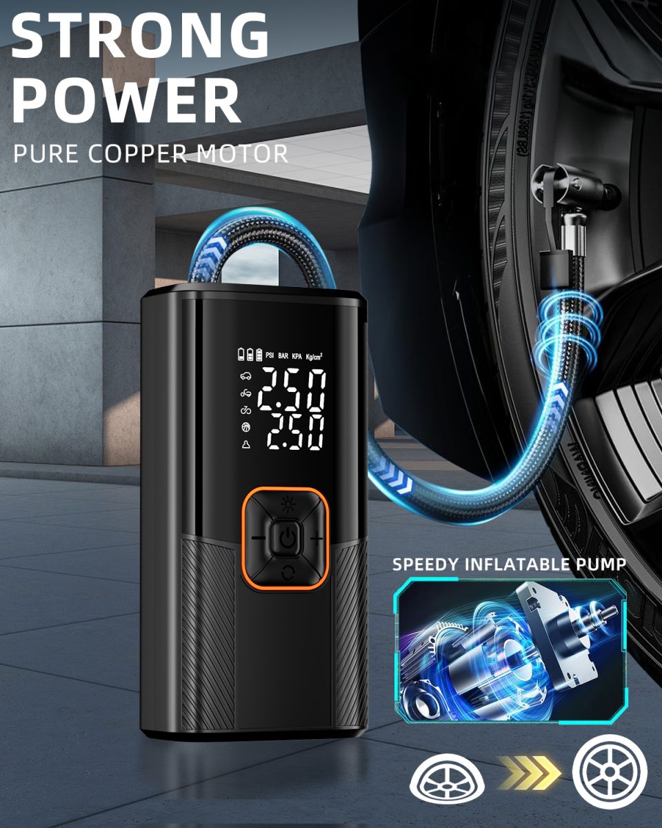 Rechargeable Wireless Car Air Pump Compressor Mini Digital Automatic Portable Tyre Inflator ABS Electric Mini Digital Automatic