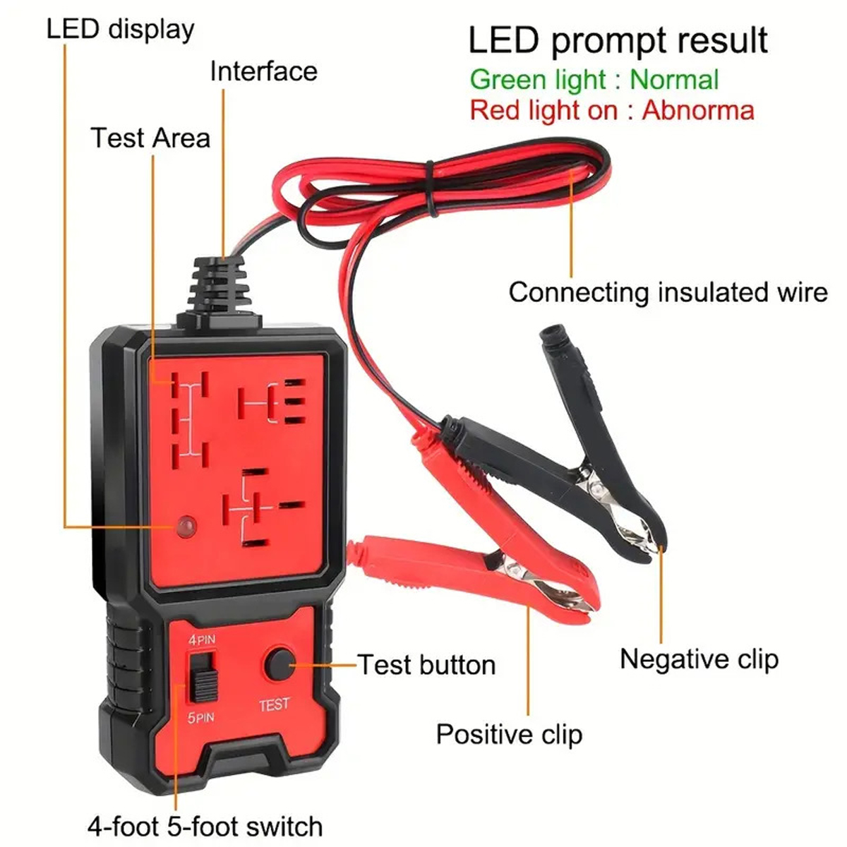 Relay Detector Car Diagnostic Instrument Relay Analyzer Auto Repair Four-pin Special 12V Five Hardware Tools