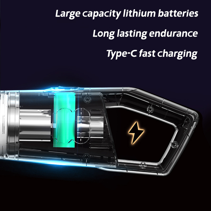 Super Suction Power Portable Car Vacuum Cleaner PCMOS Dual-Use Home and Car Handheld Wireless Small Vacuum ABS Material
