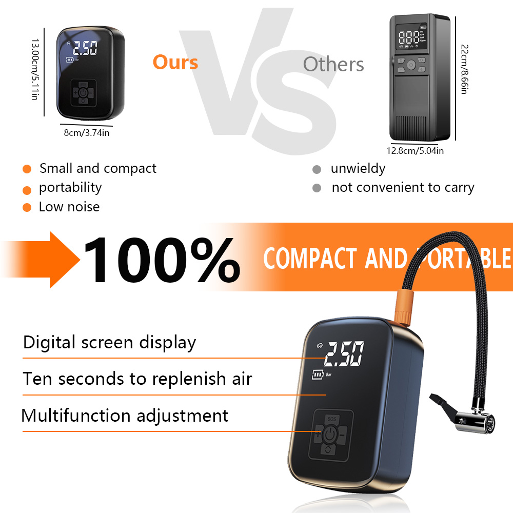 Tyre Air Pressure Pump Car Portable Mini Car Air Pump Automatic Led Digital Tyre Air Compressor WirelessTire Inflator
