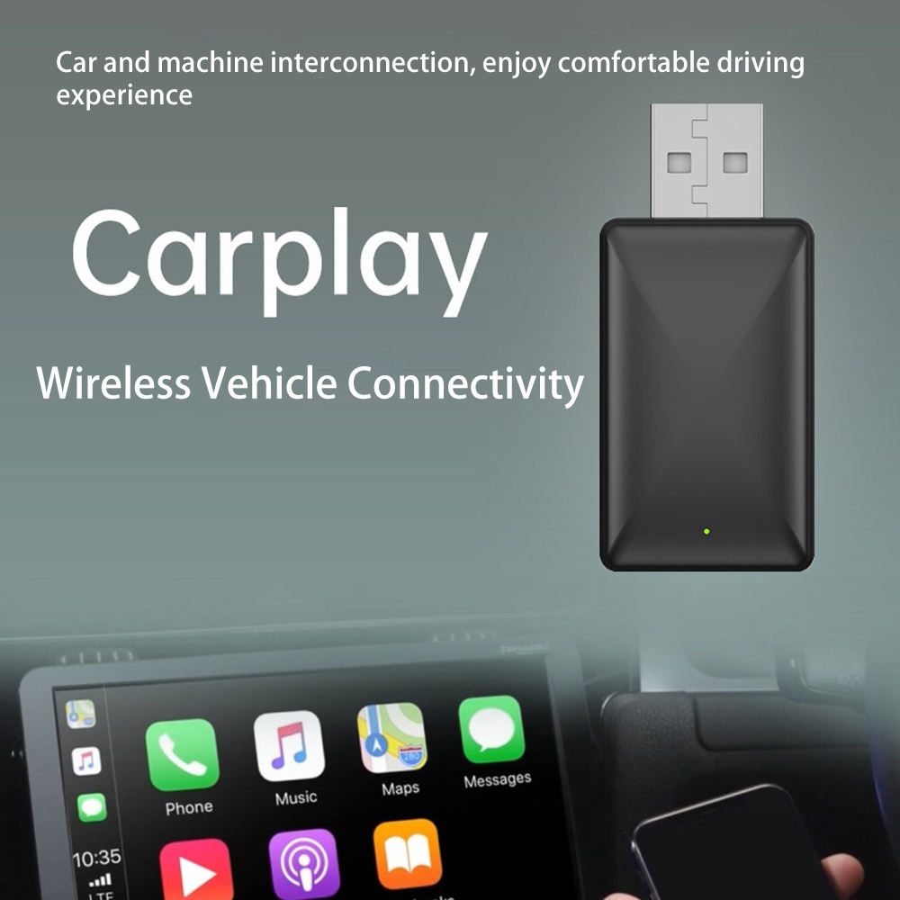 USB Wired to Wireless Smart AI Wireless Carplay Adapter Supports Carplay and Android Auto Functions