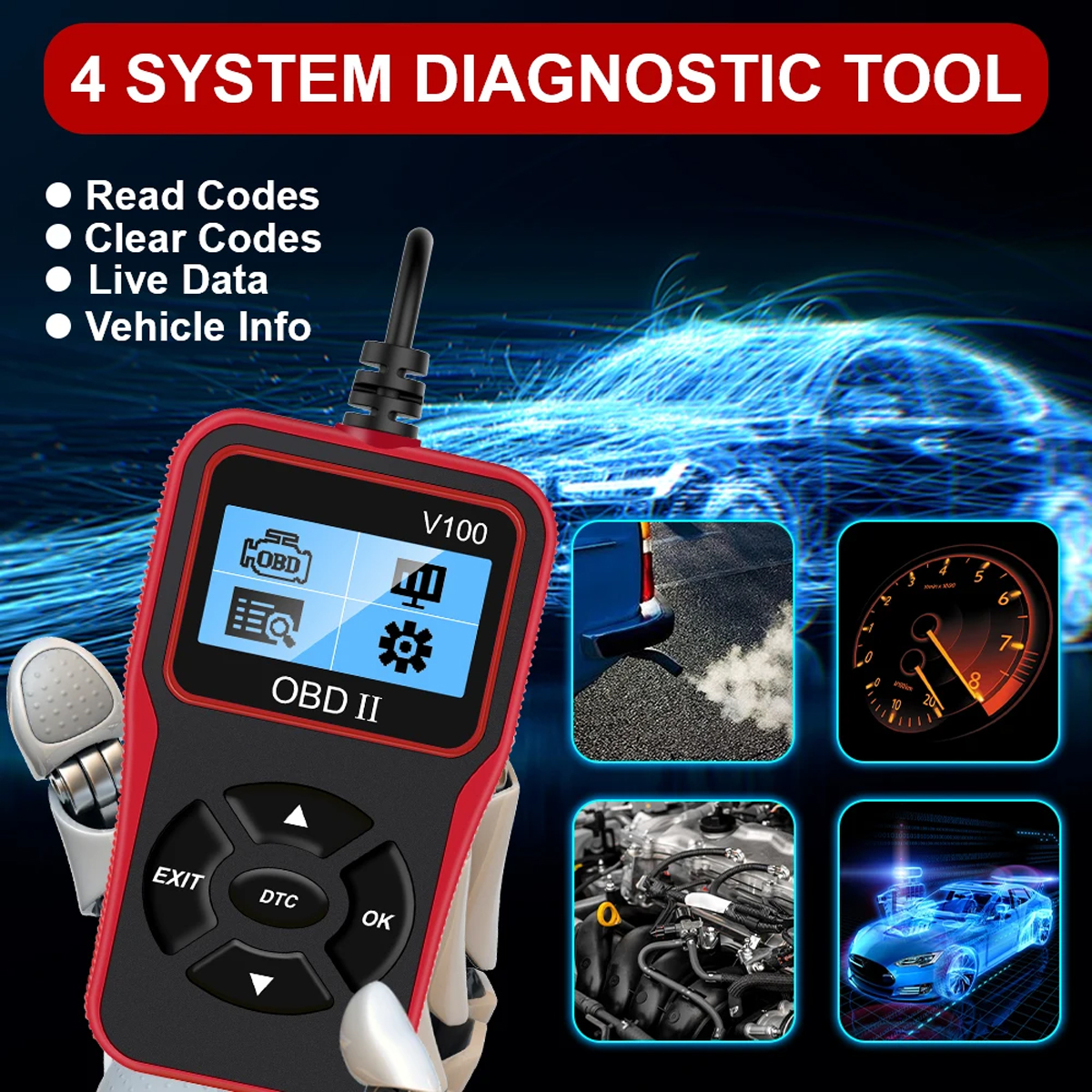 V100 Auto Diagnostic Tool OBDIi OBD2 Portable Car Auto All System Diagnostic Tools Function OBDII Car Scanner