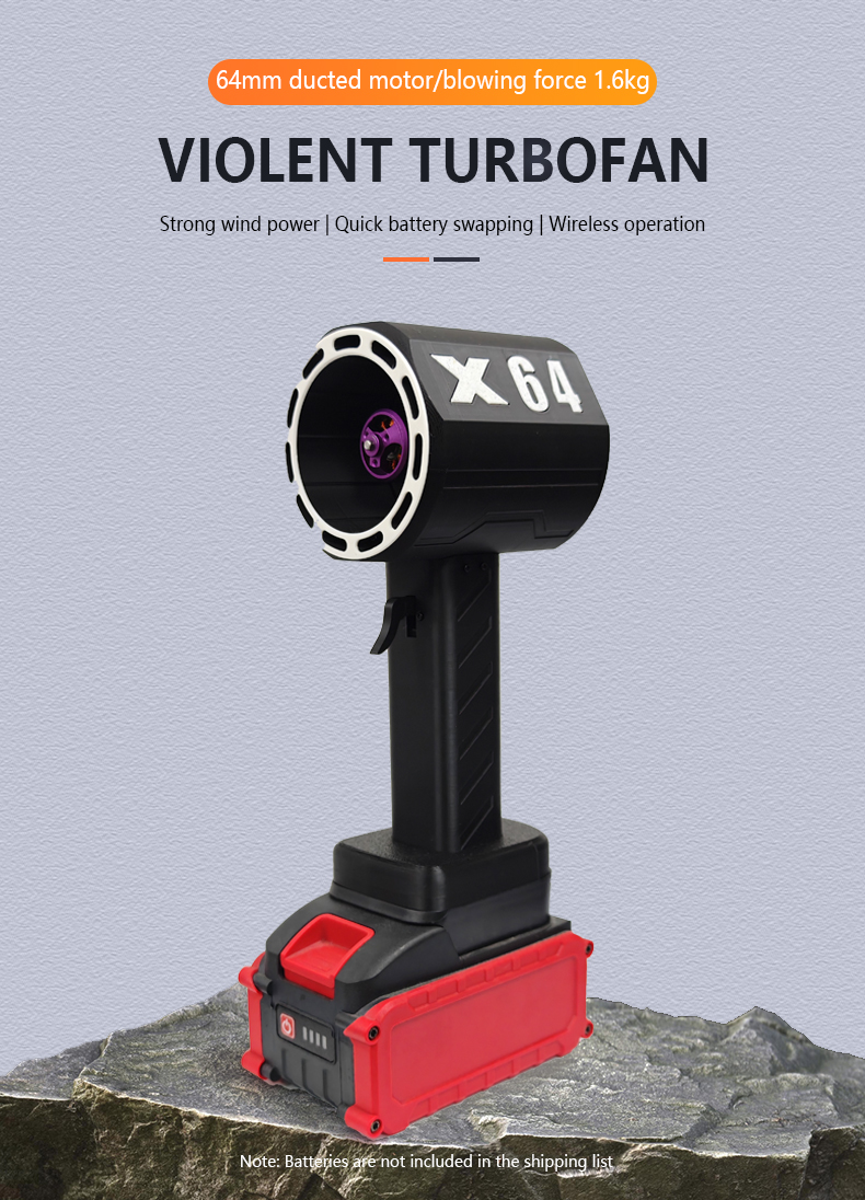 X64 Car Violent Blower Thrust 1.6kg Handheld Fan 64mm Brushless Motor Leaf Blower Suitable for Makita 18-21V Batteries